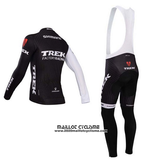 2014 Maillot Ciclismo Trek Factory Racing Noir et Blanc Manches Longues et Cuissard